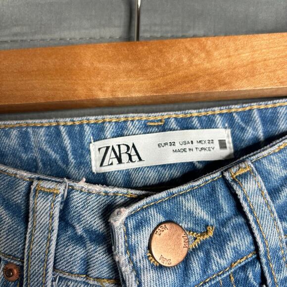 Zara High Rise Straight Jeans Mid-Blue Size 0 NWT - Picture 7 of 8